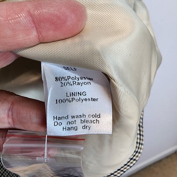 Mod Ref Checkered Blazer Lady Jacket Size S Beige Double Breast Boxy Academia - Picture 12 of 16